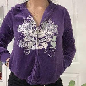 ⭐️PURPLE VINTAGE YK2 CROPPED ZIP UP HOODIE